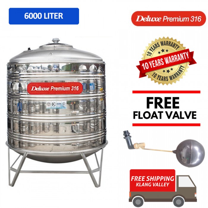 6000 Liter Deluxe Premium 316 Stainless Steel Water Tank With Stand / Round Bottom 圆底有脚