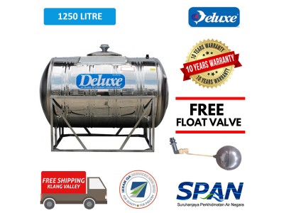 1250 Liter Deluxe Stainless Steel Water Tank Horizontal with Stand